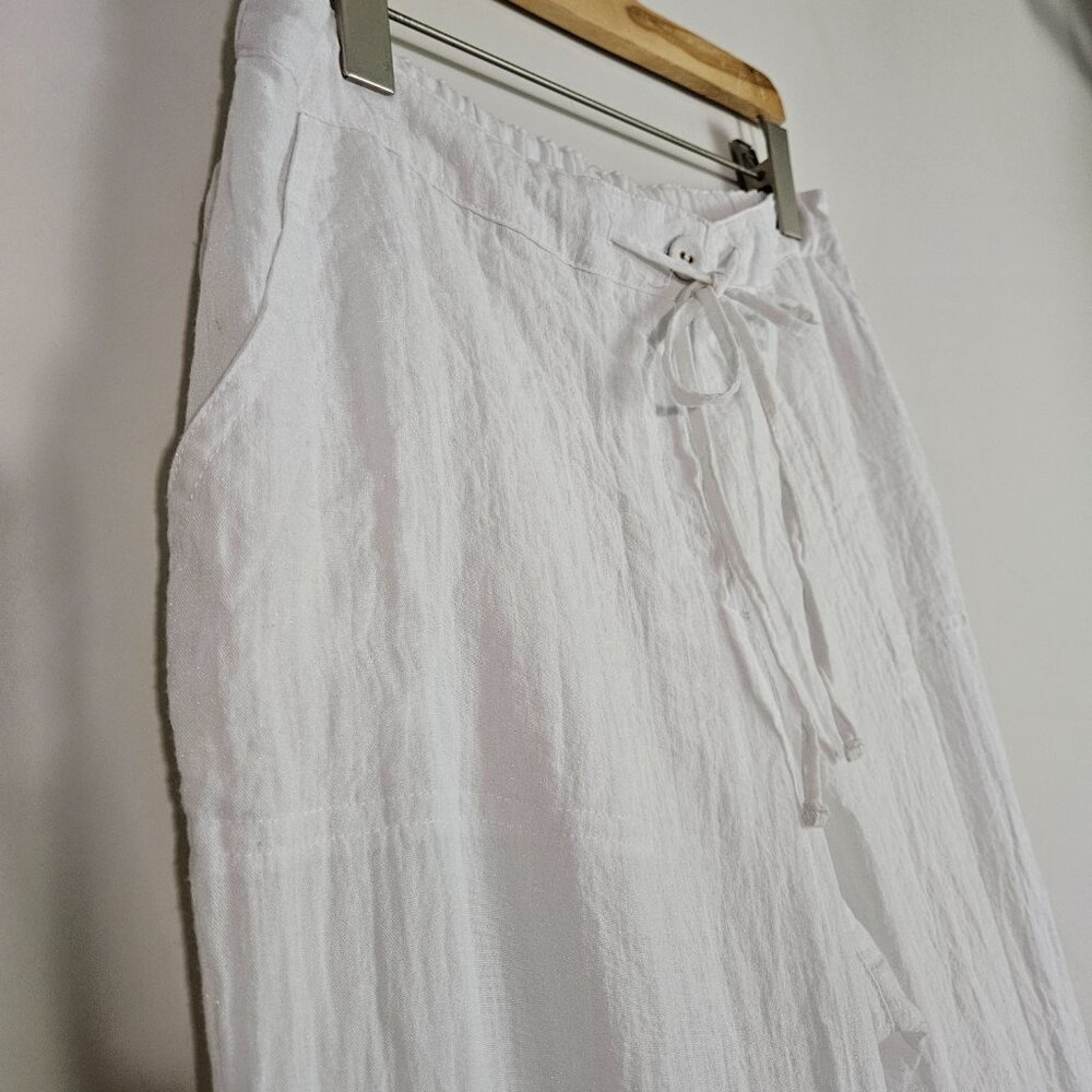 Charter Club Weekend Women's Pants Medium White Crinkle Cosatal Resort Beachy - Picture 5 of 13